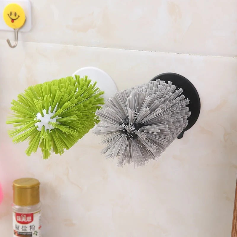 3-in-1 Kitchen Suction Cup Scrubber Brush - Grey