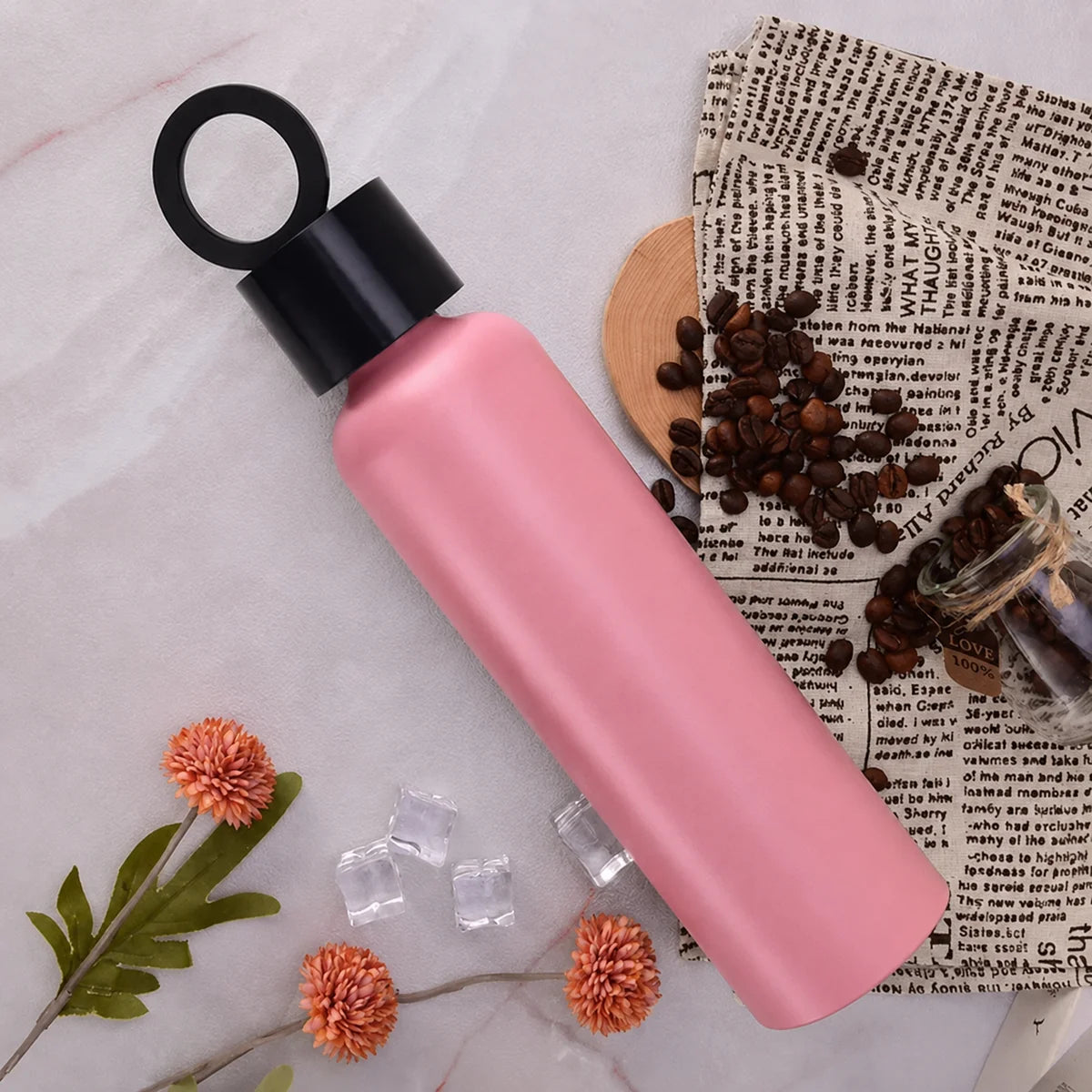 Vacuum Insuiated Water Bottle With  Hoider (Random Color)-500ml