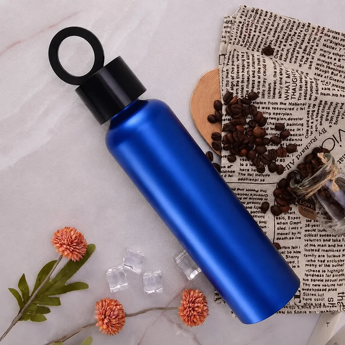 Vacuum Insuiated Water Bottle With  Hoider (Random Color)-500ml