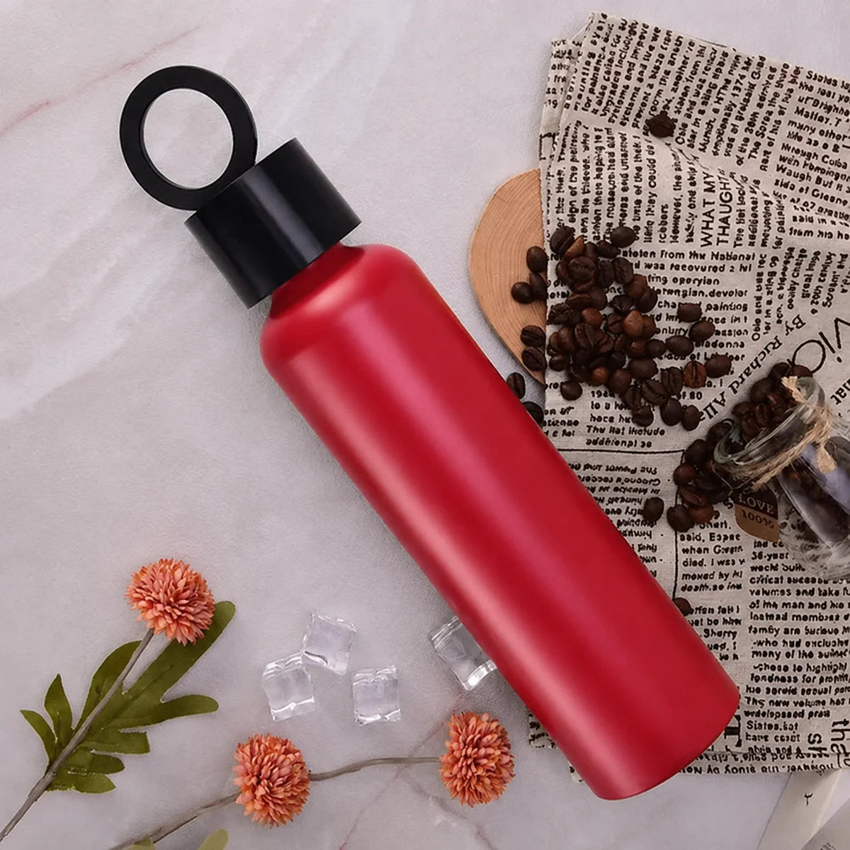 Vacuum Insuiated Water Bottle With  Hoider (Random Color)-500ml