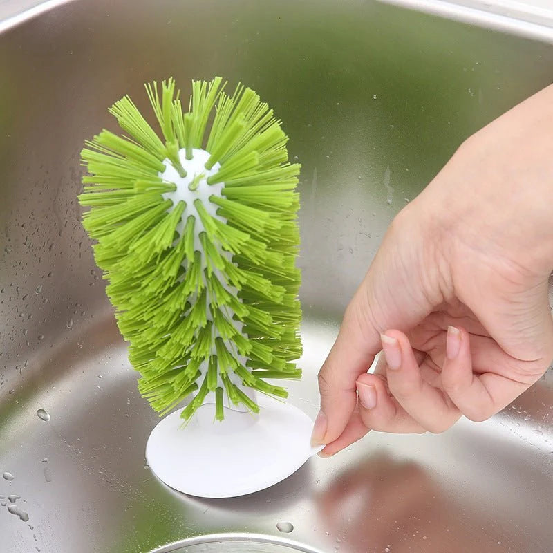 3-in-1 Kitchen Suction Cup Scrubber Brush - Grey