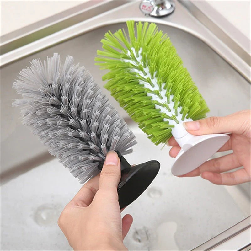 3-in-1 Kitchen Suction Cup Scrubber Brush - Grey