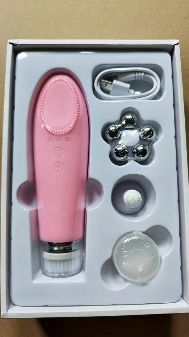 4-in-1 Silicone Face Cleanser & 3D Face Massager - For Glowing Skin