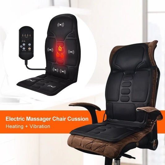 Full Body Massage Seat Cushion with Heat & Vibration - Back Massager for Office, Car & Home Chair