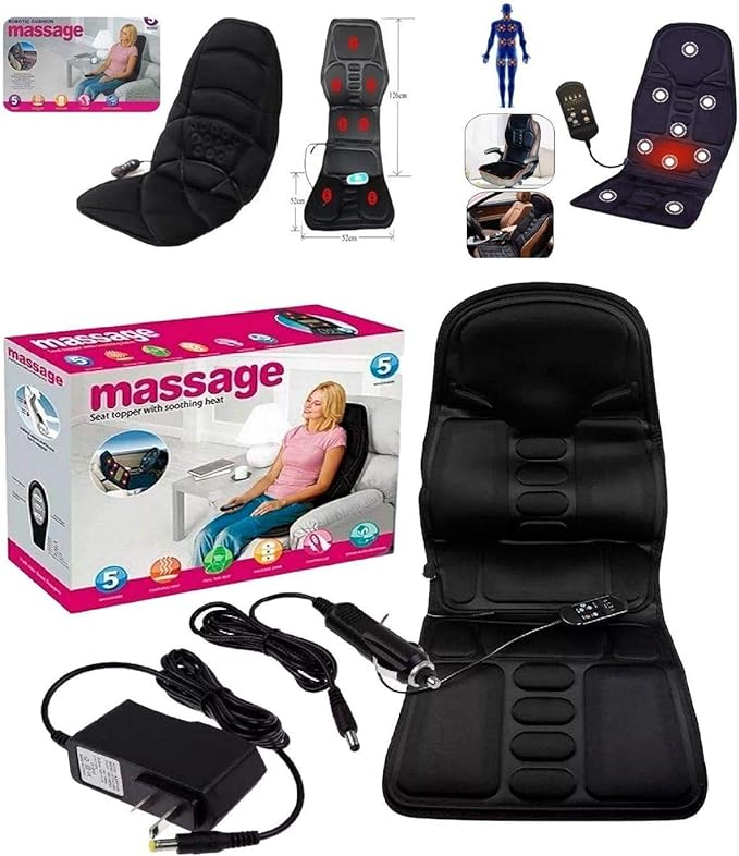Full Body Massage Seat Cushion with Heat & Vibration - Back Massager for Office, Car & Home Chair