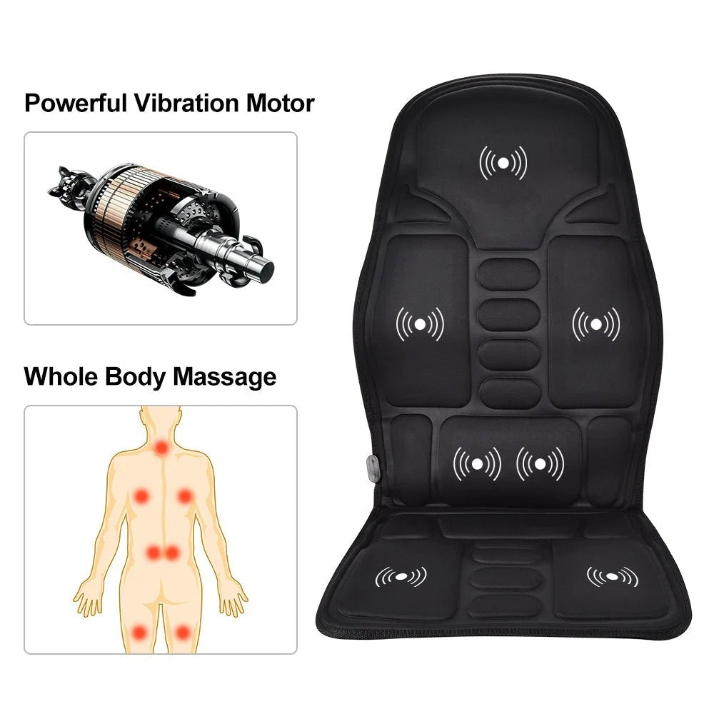 Full Body Massage Seat Cushion with Heat & Vibration - Back Massager for Office, Car & Home Chair
