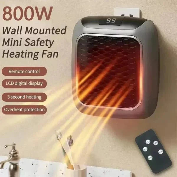 Handy Heater Turbo 800W - Mini Wall Plug Room Heater with Remote & Timer