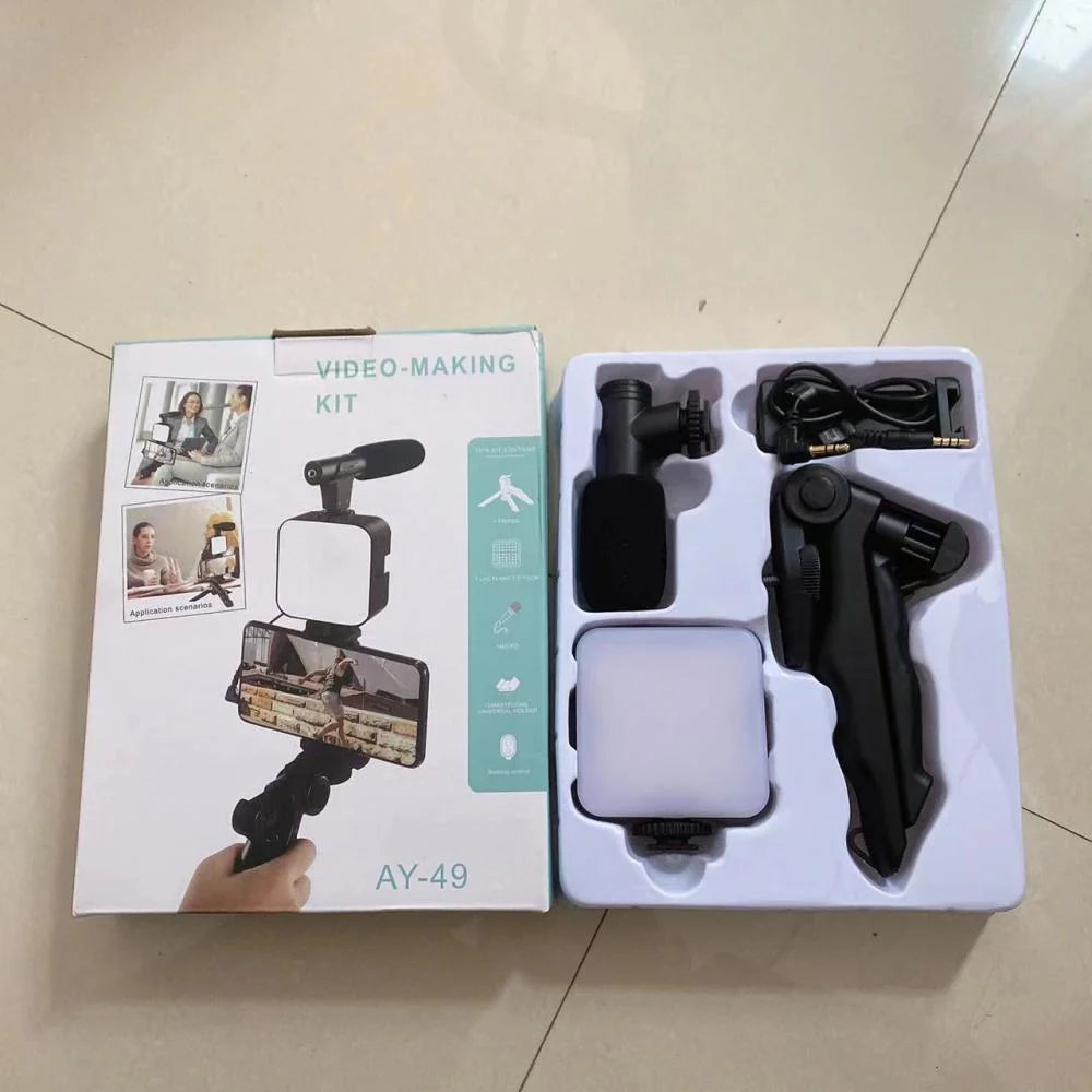 Smartphone Vlogging Kit 4-in-1 | Mic + LED Light + Tripod | 1-2 Day UAE Delivery