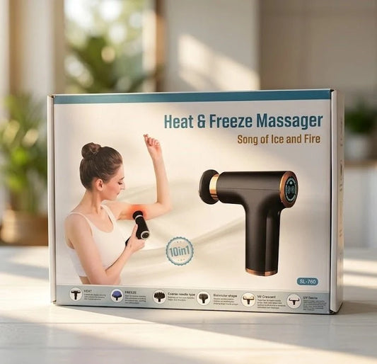 1o in 1 heat S cold  Massage   Gun  with   4  Heads- Full Body Muscle Pain Relife