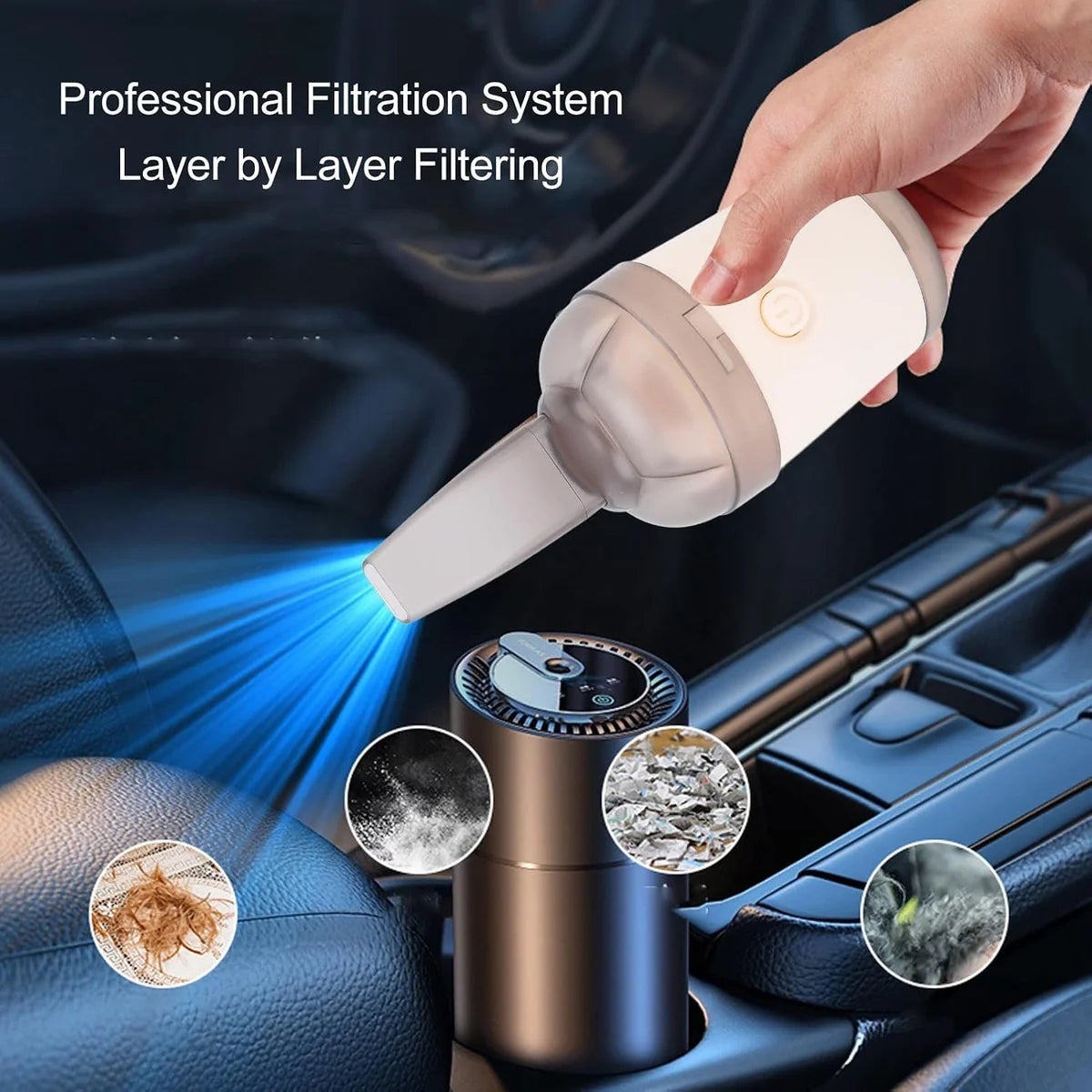 Cordless Mini Vacuum Cleaner - USB Rechargeable Car & Keyboard Cleaner