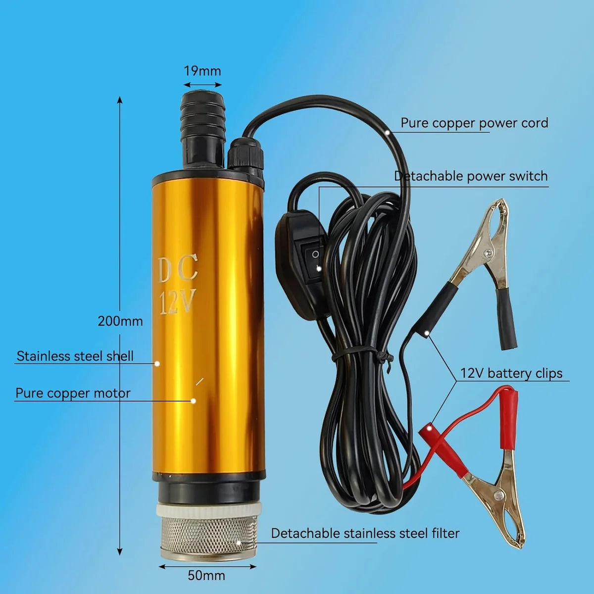 Portable 12V Fuel Transfer Pump | مضخة نقل الوقود المحمولة 12 فولت