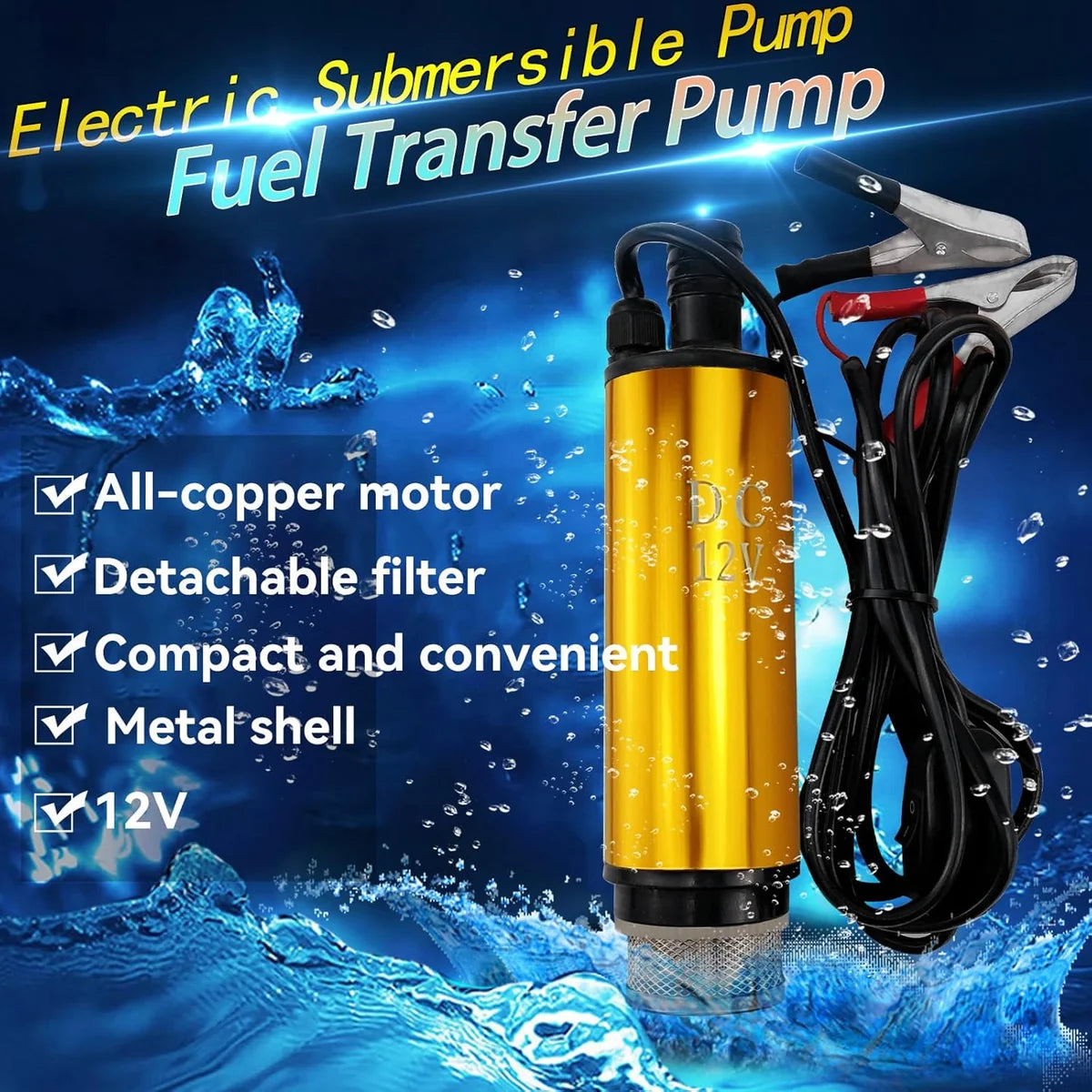 Portable 12V Fuel Transfer Pump | مضخة نقل الوقود المحمولة 12 فولت