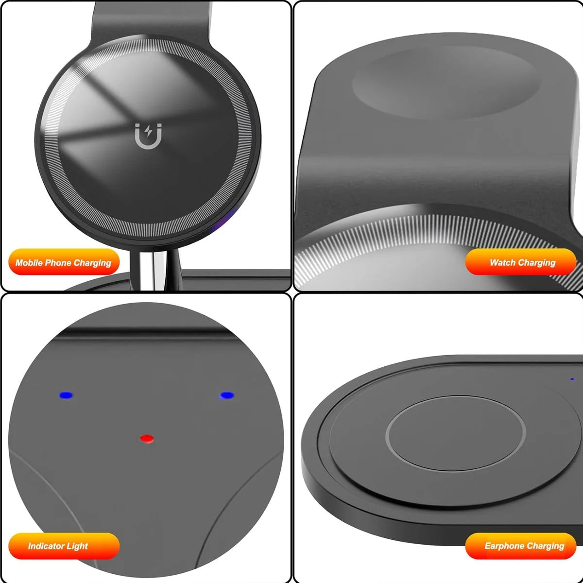 3 in 1 Magnetic Wireless Charging  Stand  fast Charger for ipohone Apple Watch or AirPords
