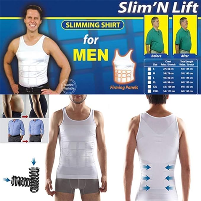 JUST-ONE Men's Slimming Body Shaper Shirt - Instant Slim Fit